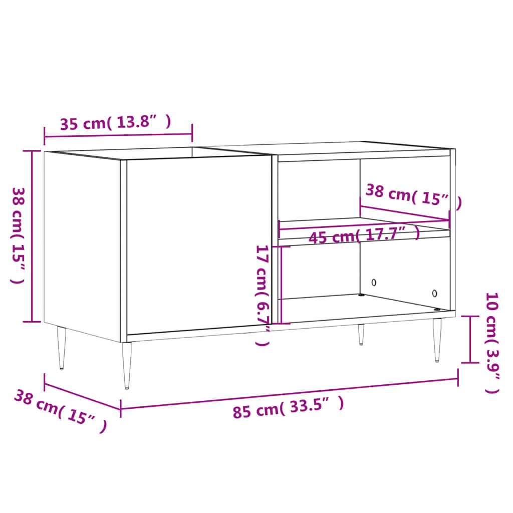 Platenkast 85x38x48 cm bewerkt hout gerookt eikenkleurig is nu te koop bij PeponiXL, paradijselijk wonen!