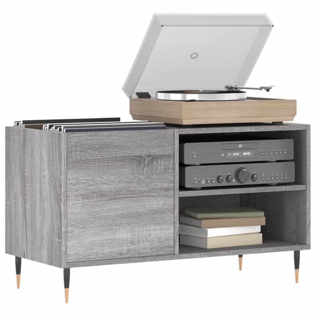 Platenkast 85x38x48 cm bewerkt hout grijs sonoma eikenkleurig is nu te koop bij PeponiXL, paradijselijk wonen!