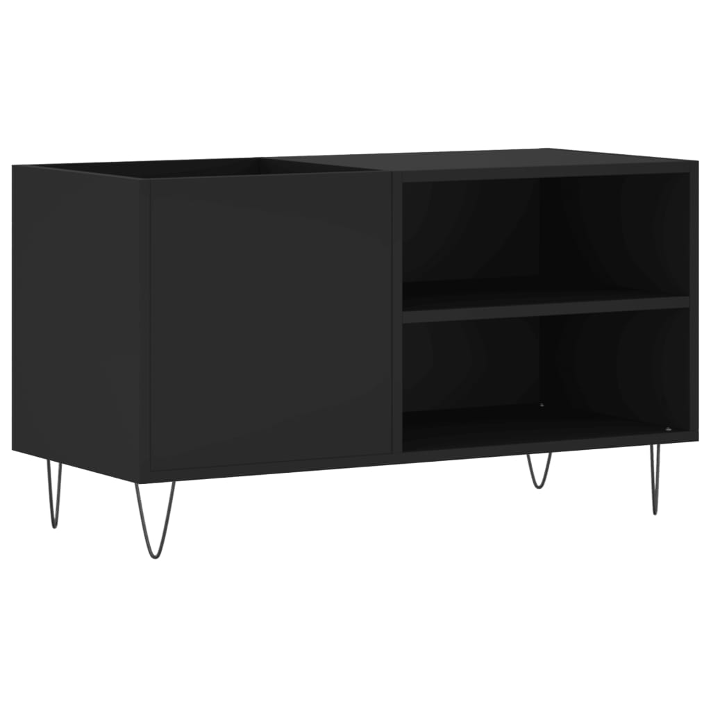 Platenkast 85x38x48 cm bewerkt hout zwart is nu te koop bij PeponiXL, paradijselijk wonen!