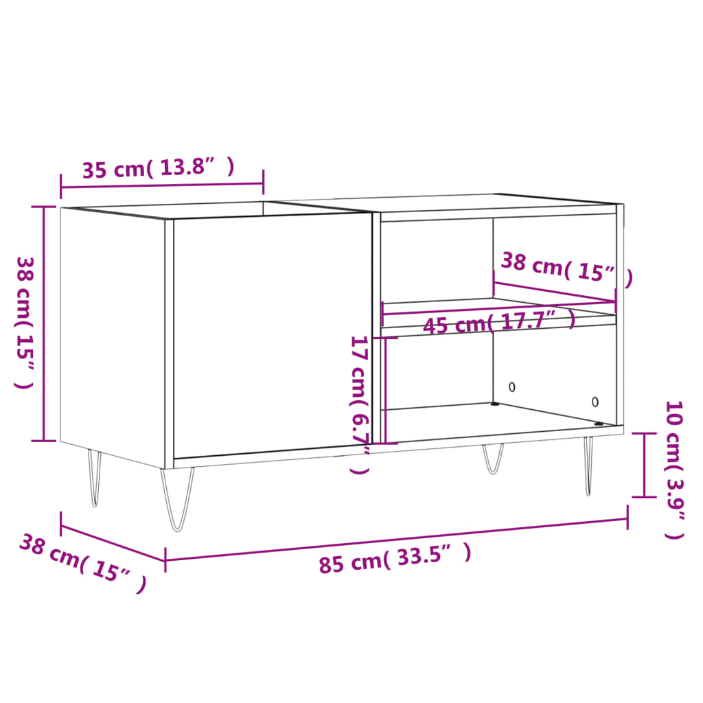 Platenkast 85x38x48 cm bewerkt hout hoogglans wit is nu te koop bij PeponiXL, paradijselijk wonen!