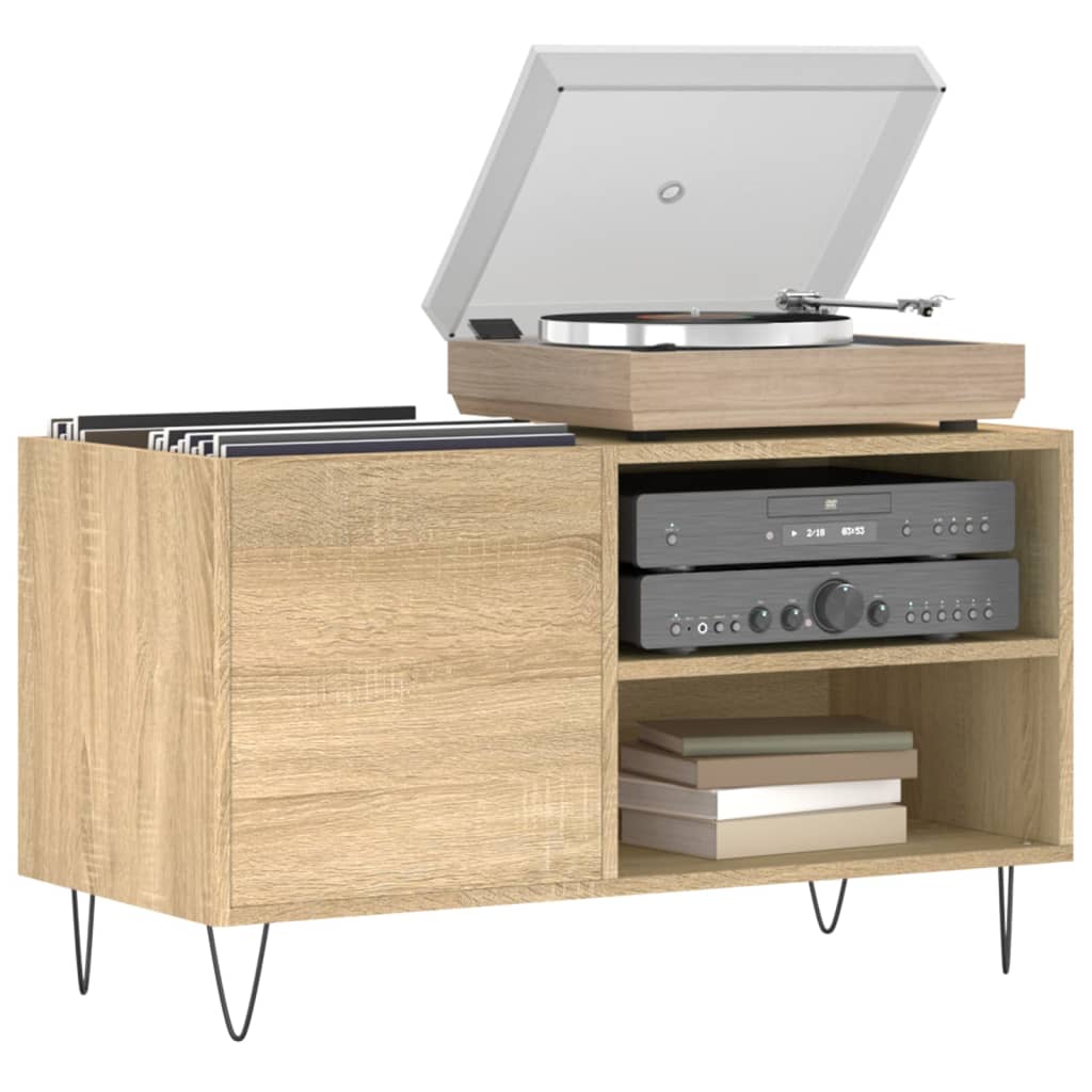 Platenkast 85x38x48 cm bewerkt hout sonoma eikenkleurig is nu te koop bij PeponiXL, paradijselijk wonen!