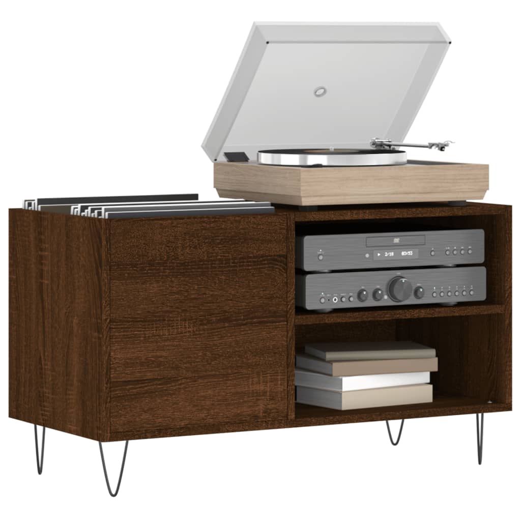 Platenkast 85x38x48 cm bewerkt hout bruin eikenkleur is nu te koop bij PeponiXL, paradijselijk wonen!