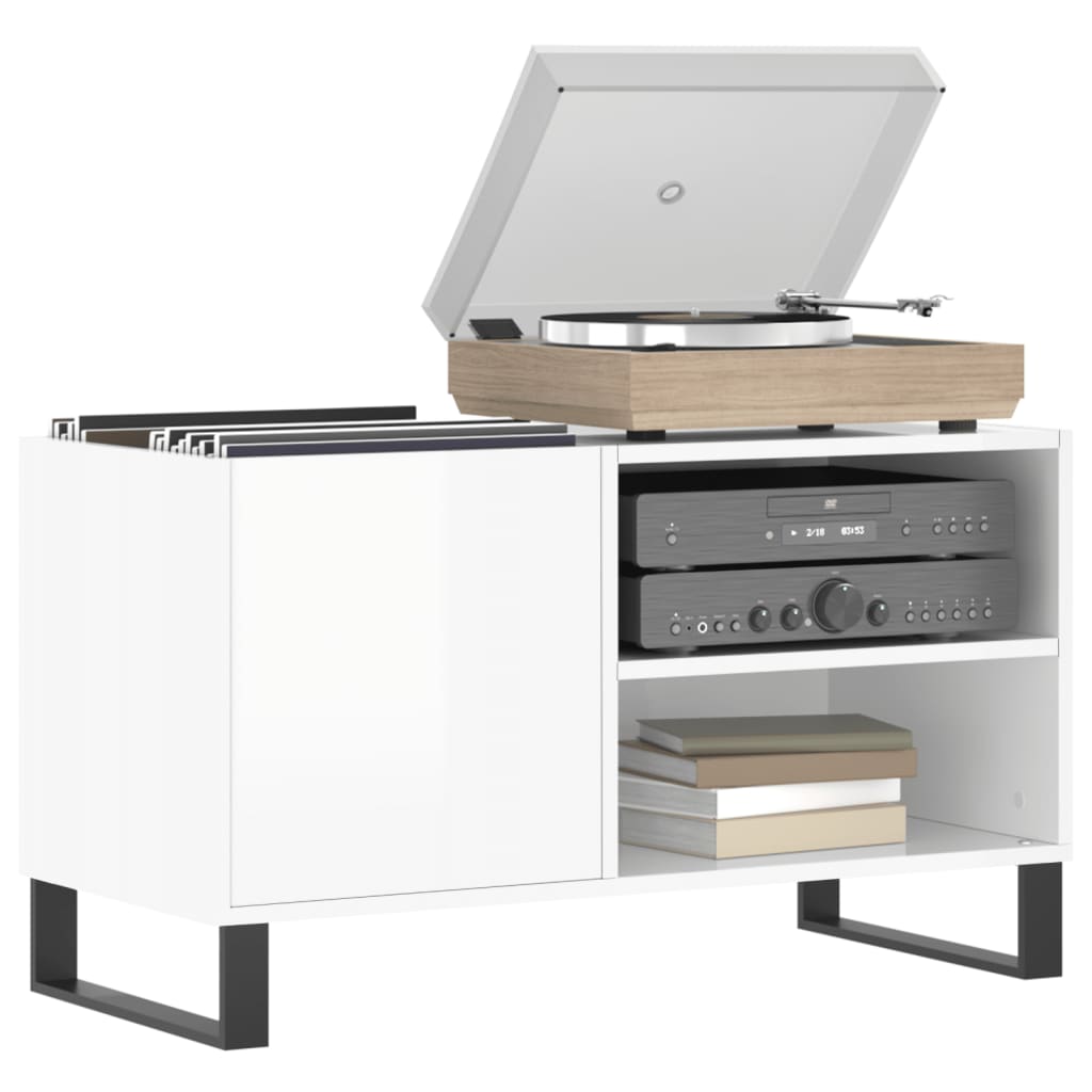 Platenkast 85x38x48 cm bewerkt hout hoogglans wit is nu te koop bij PeponiXL, paradijselijk wonen!