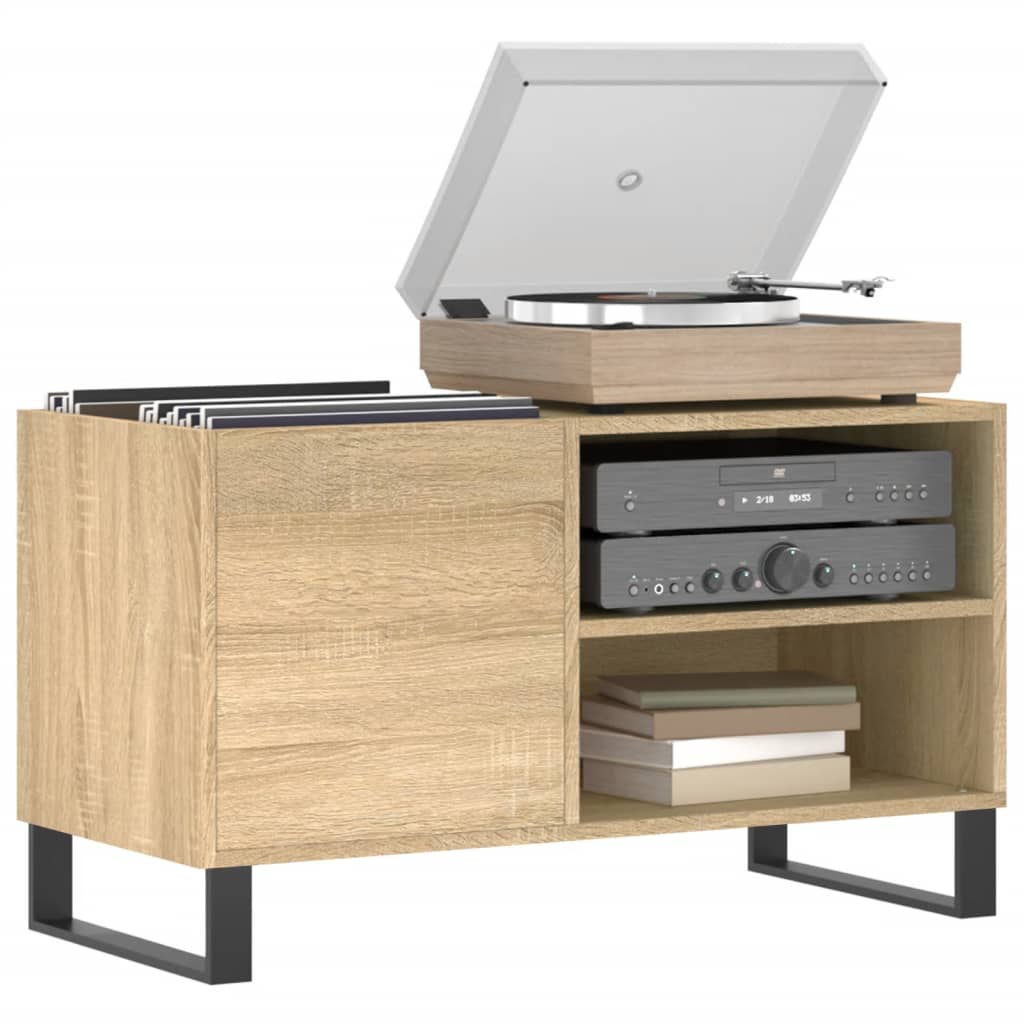 Platenkast 85x38x48 cm bewerkt hout sonoma eikenkleurig is nu te koop bij PeponiXL, paradijselijk wonen!