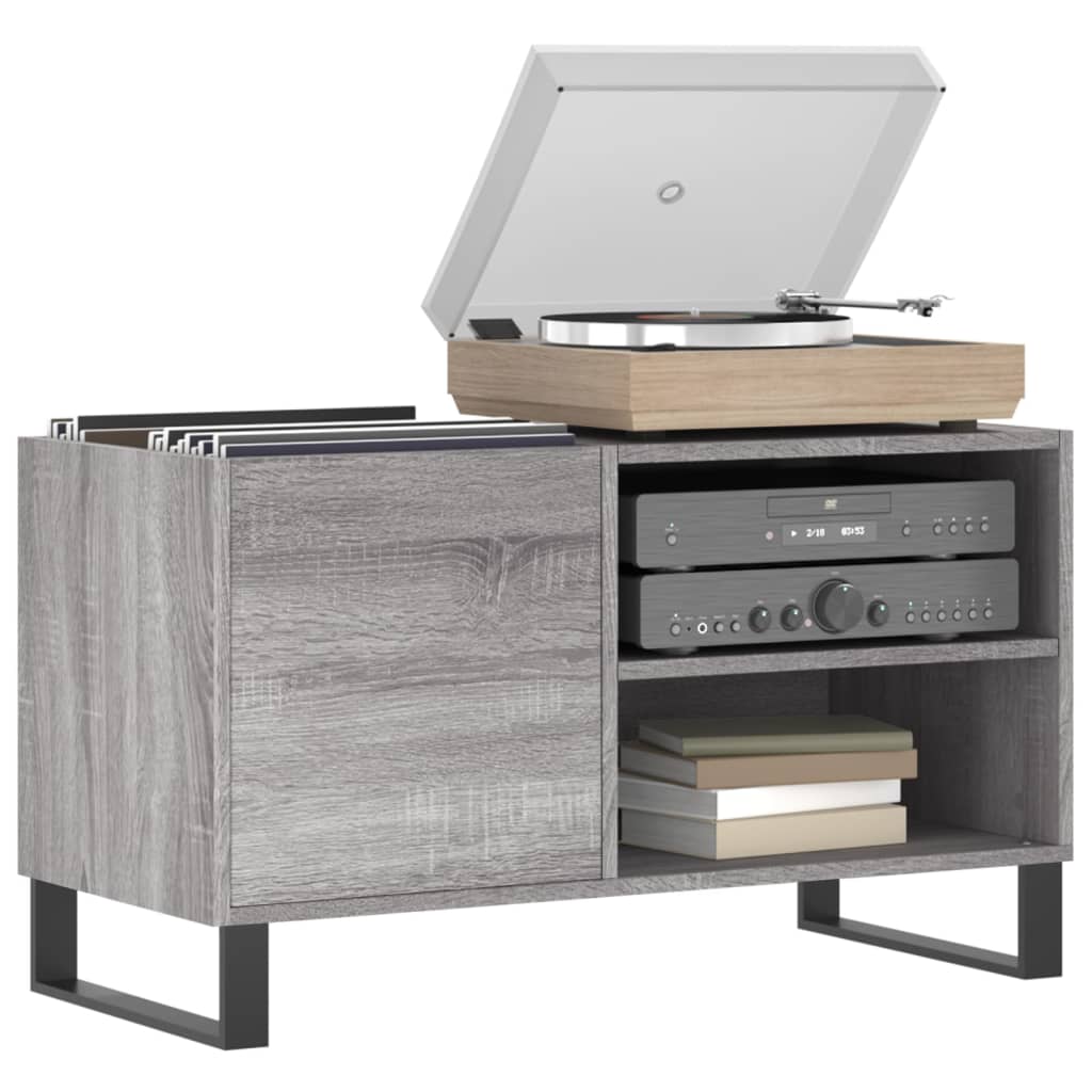 Platenkast 85x38x48 cm bewerkt hout grijs sonoma eikenkleurig is nu te koop bij PeponiXL, paradijselijk wonen!