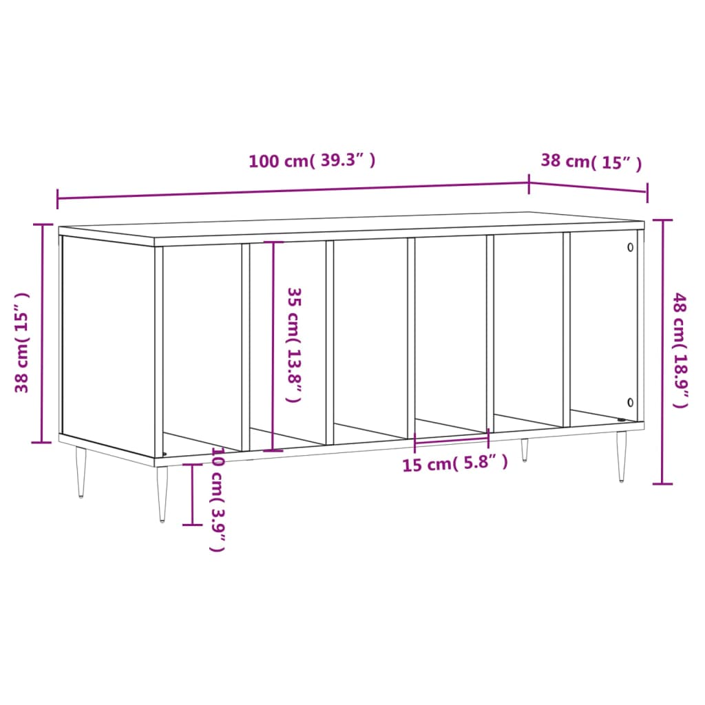 Platenkast 100x38x48 cm bewerkt hout wit is nu te koop bij PeponiXL, paradijselijk wonen!