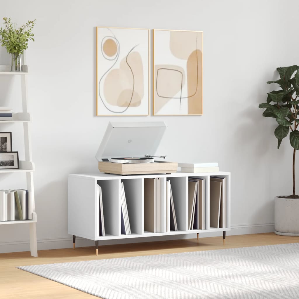Platenkast 100x38x48 cm bewerkt hout wit is nu te koop bij PeponiXL, paradijselijk wonen!