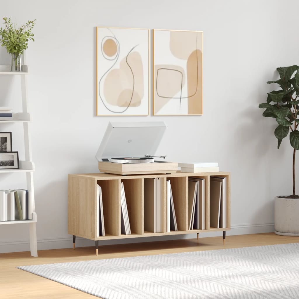 Platenkast 100x38x48 cm bewerkt hout sonoma eikenkleurig is nu te koop bij PeponiXL, paradijselijk wonen!