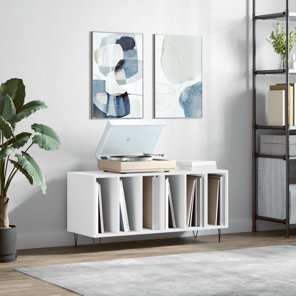 Platenkast 100x38x48 cm bewerkt hout wit is nu te koop bij PeponiXL, paradijselijk wonen!