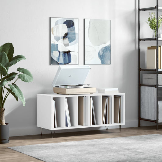 Platenkast 100x38x48 cm bewerkt hout wit is nu te koop bij PeponiXL, paradijselijk wonen!