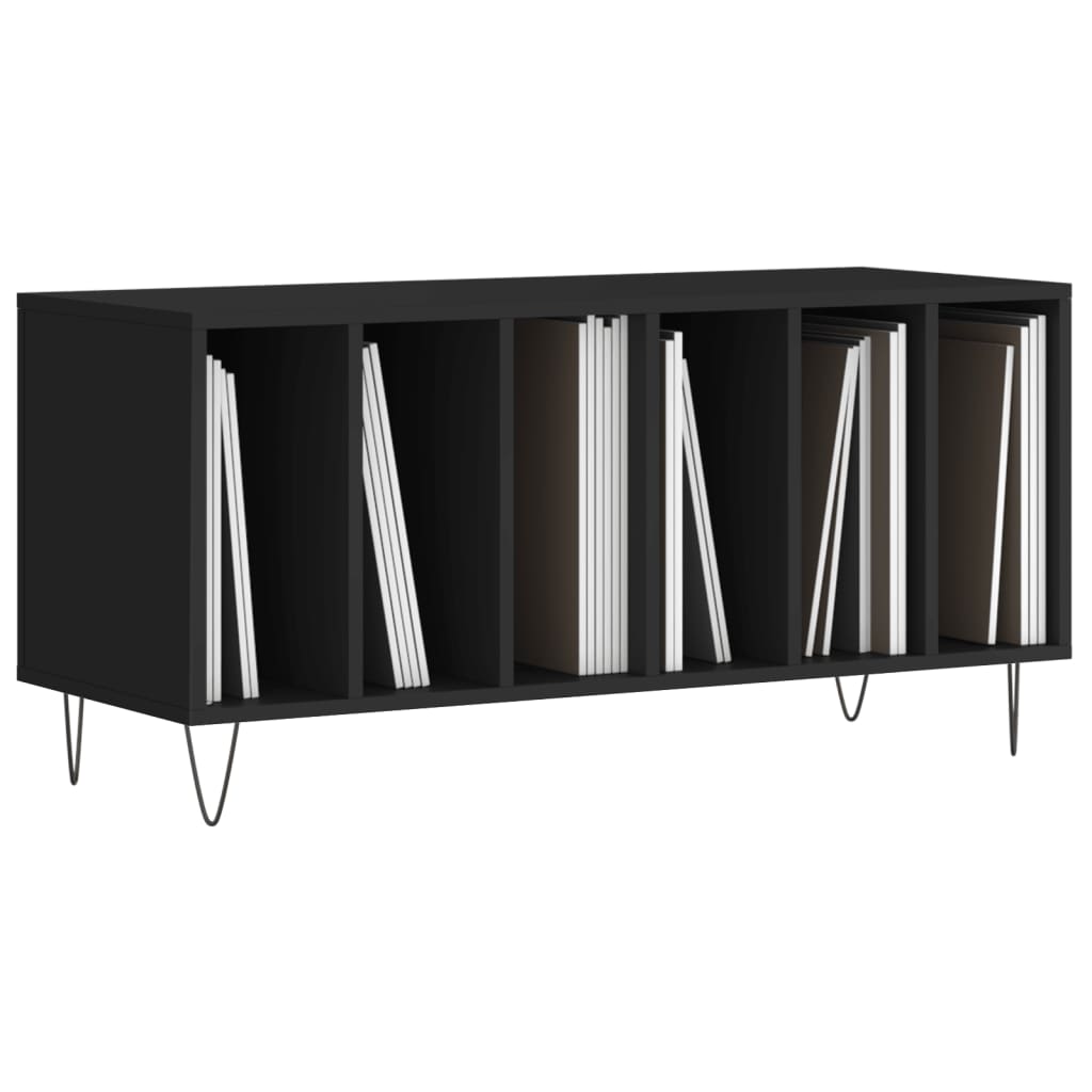Platenkast 100x38x48 cm bewerkt hout zwart is nu te koop bij PeponiXL, paradijselijk wonen!