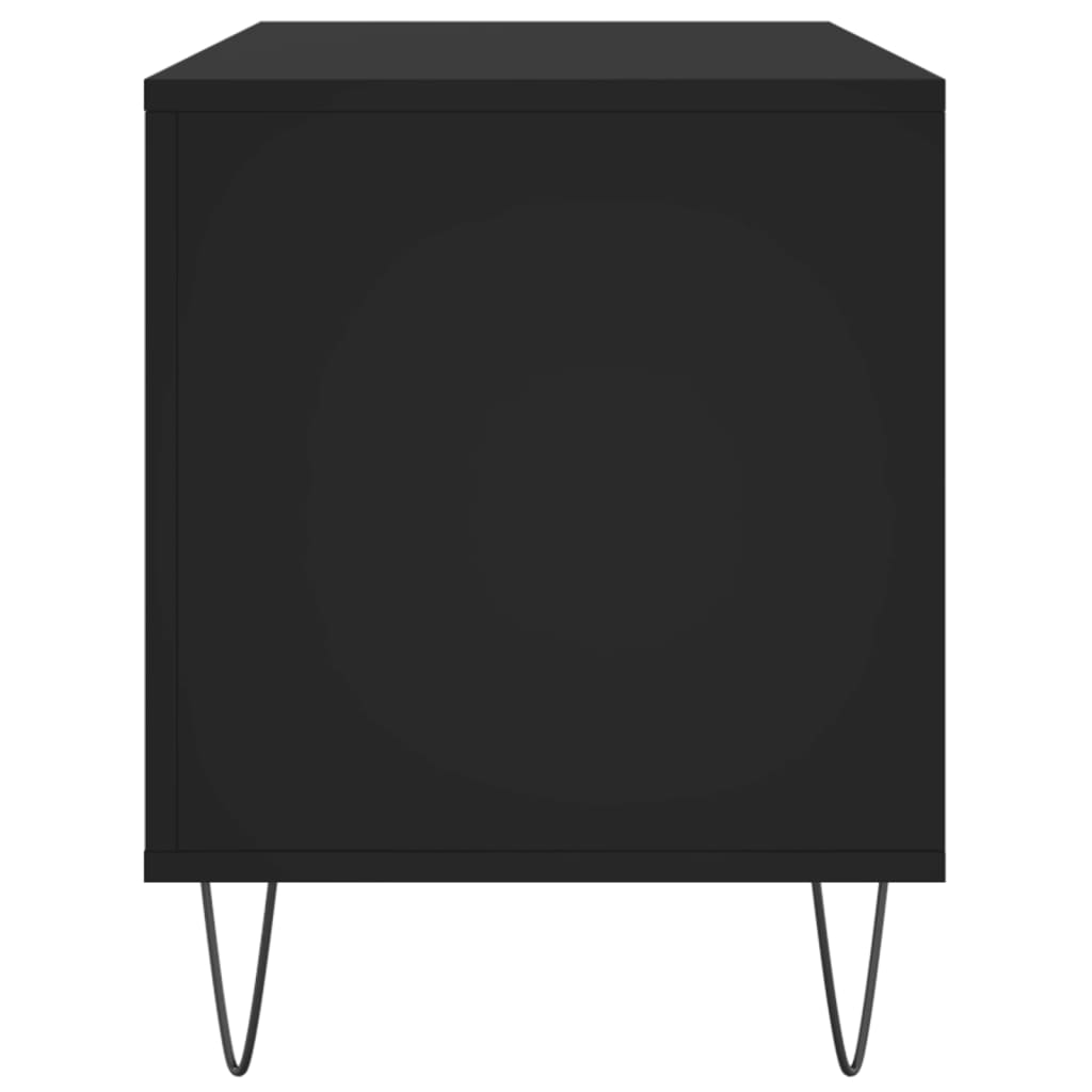 Platenkast 100x38x48 cm bewerkt hout zwart is nu te koop bij PeponiXL, paradijselijk wonen!