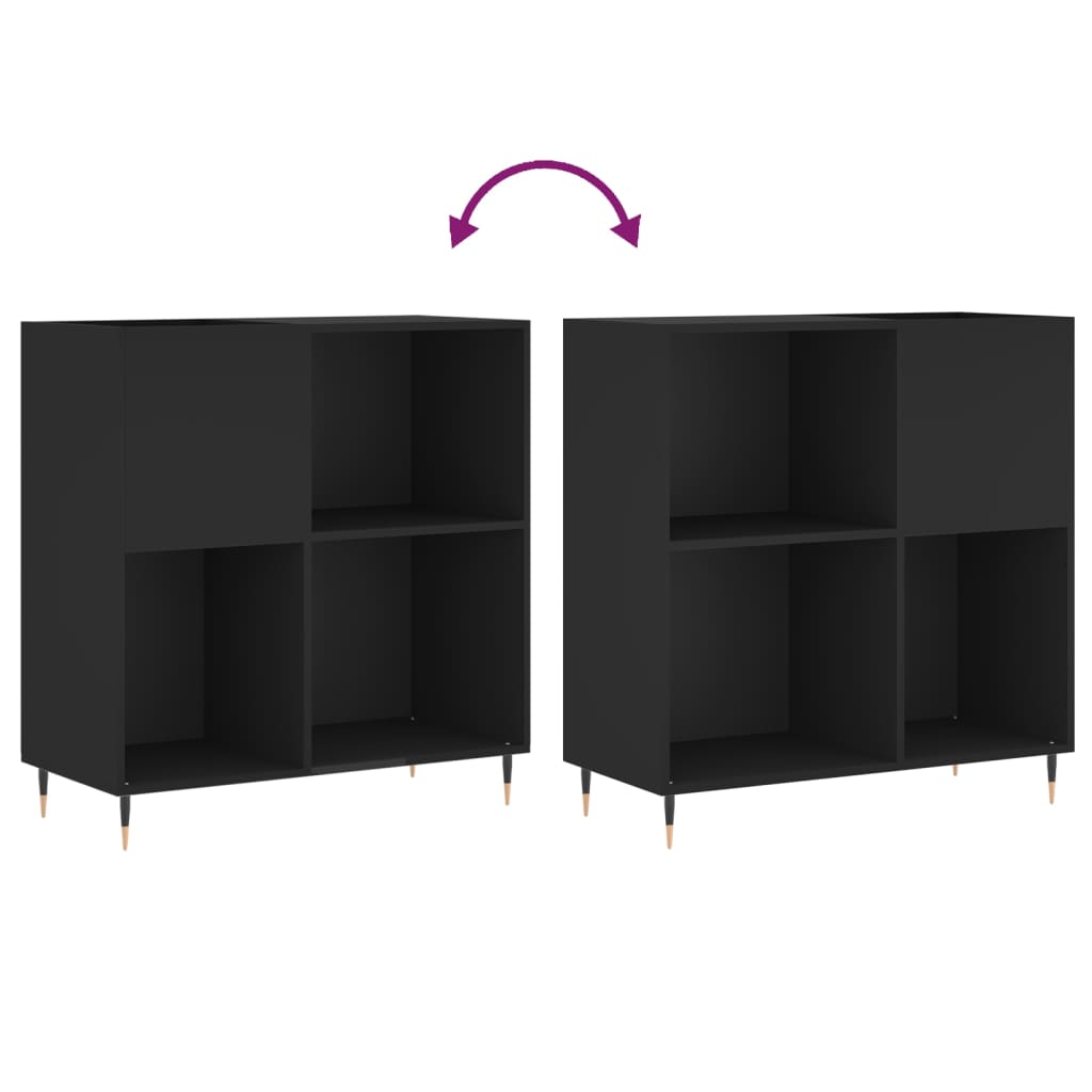 Platenkast 84,5x38x89 cm bewerkt hout zwart is nu te koop bij PeponiXL, paradijselijk wonen!