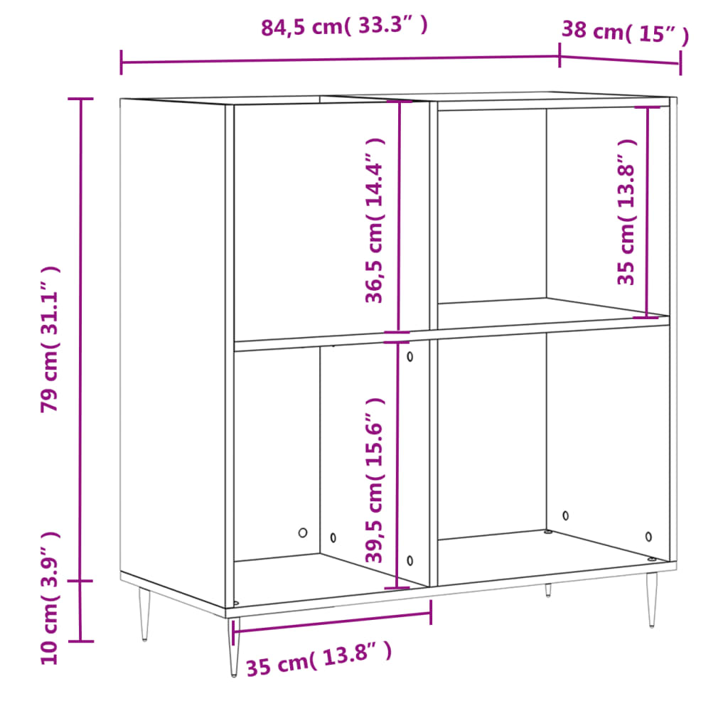 Platenkast 84,5x38x89 cm bewerkt hout sonoma eikenkleurig is nu te koop bij PeponiXL, paradijselijk wonen!