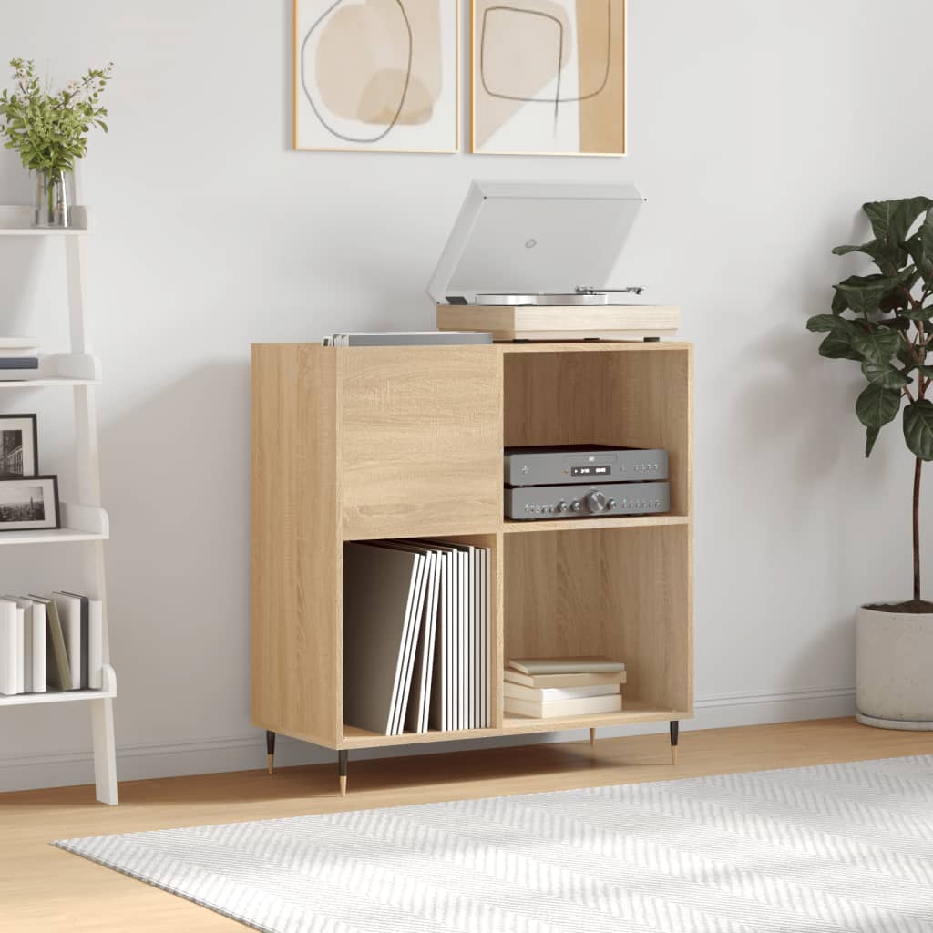 Platenkast 84,5x38x89 cm bewerkt hout sonoma eikenkleurig is nu te koop bij PeponiXL, paradijselijk wonen!