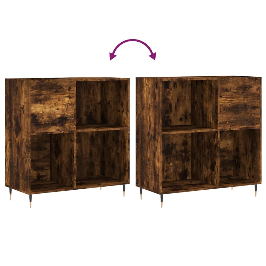 Platenkast 84,5x38x89 cm bewerkt hout gerookt eikenkleurig is nu te koop bij PeponiXL, paradijselijk wonen!
