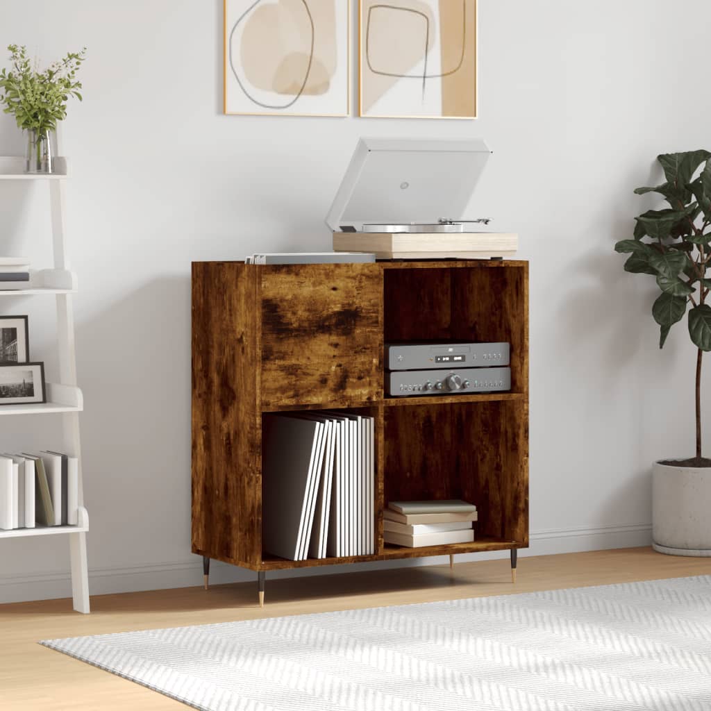 Platenkast 84,5x38x89 cm bewerkt hout gerookt eikenkleurig is nu te koop bij PeponiXL, paradijselijk wonen!
