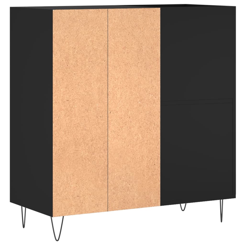 Platenkast 84,5x38x89 cm bewerkt hout zwart is nu te koop bij PeponiXL, paradijselijk wonen!