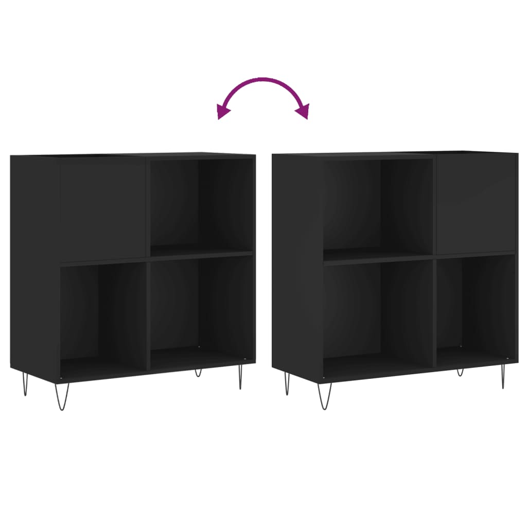 Platenkast 84,5x38x89 cm bewerkt hout zwart is nu te koop bij PeponiXL, paradijselijk wonen!