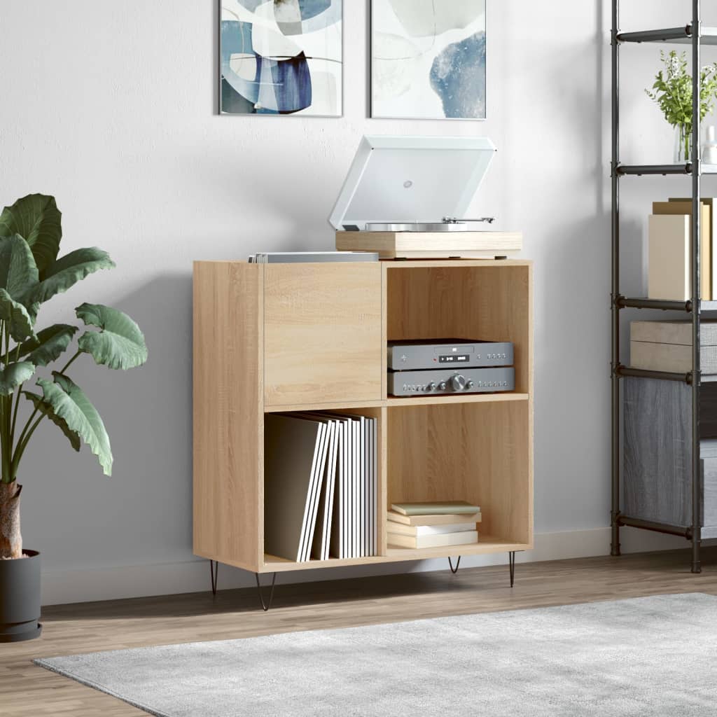 Platenkast 84,5x38x89 cm bewerkt hout sonoma eikenkleurig is nu te koop bij PeponiXL, paradijselijk wonen!