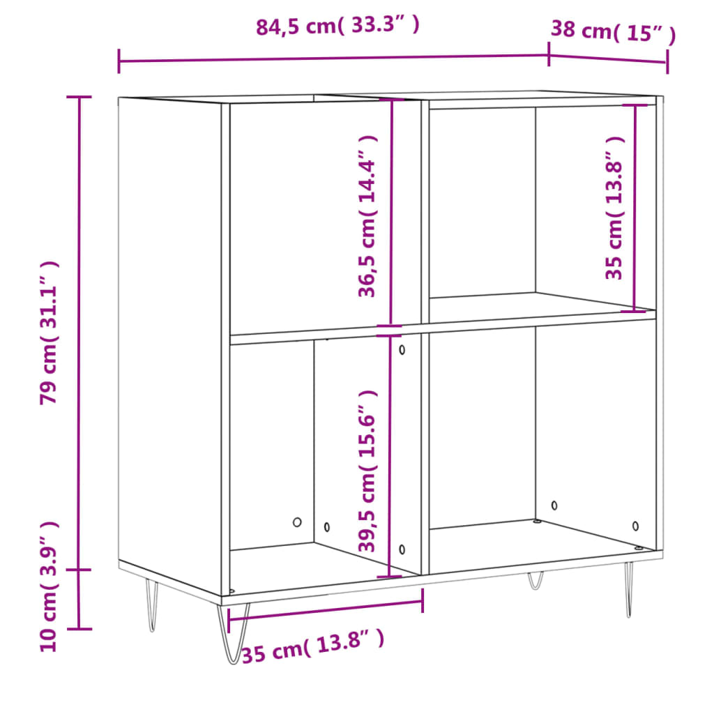 Platenkast 84,5x38x89 cm bewerkt hout gerookt eikenkleurig is nu te koop bij PeponiXL, paradijselijk wonen!