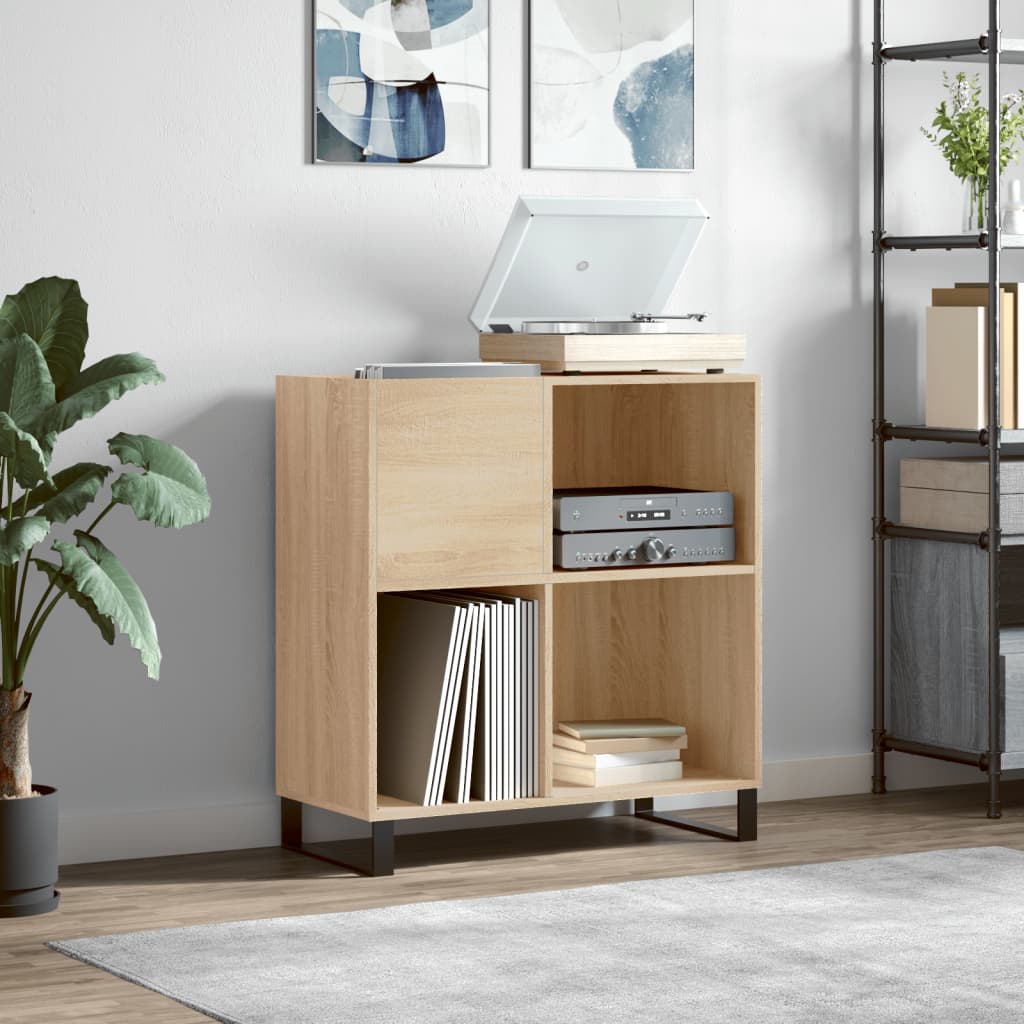 Platenkast 84,5x38x89 cm bewerkt hout sonoma eikenkleurig is nu te koop bij PeponiXL, paradijselijk wonen!