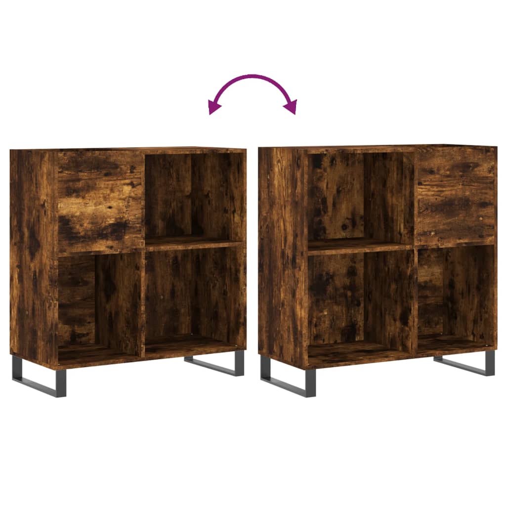 Platenkast 84,5x38x89 cm bewerkt hout gerookt eikenkleurig is nu te koop bij PeponiXL, paradijselijk wonen!