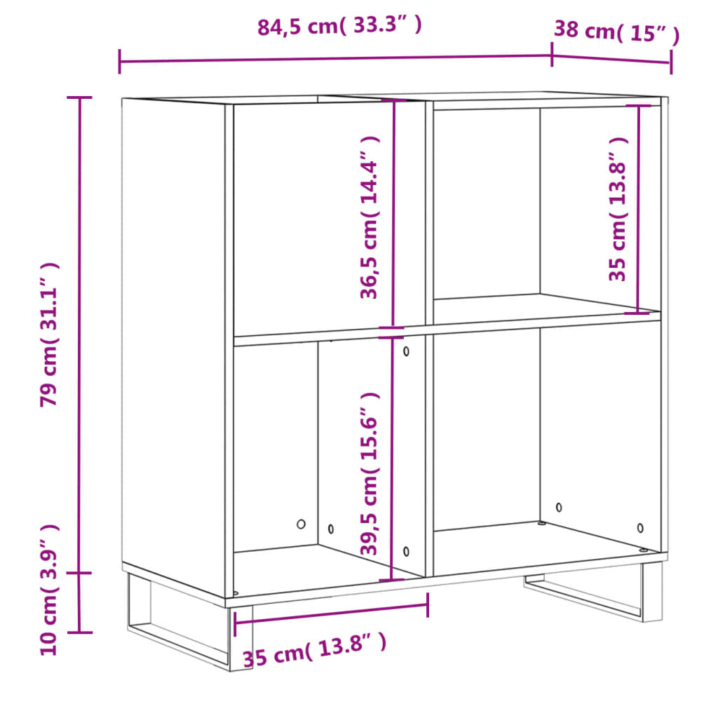 Platenkast 84,5x38x89 cm bewerkt hout gerookt eikenkleurig is nu te koop bij PeponiXL, paradijselijk wonen!