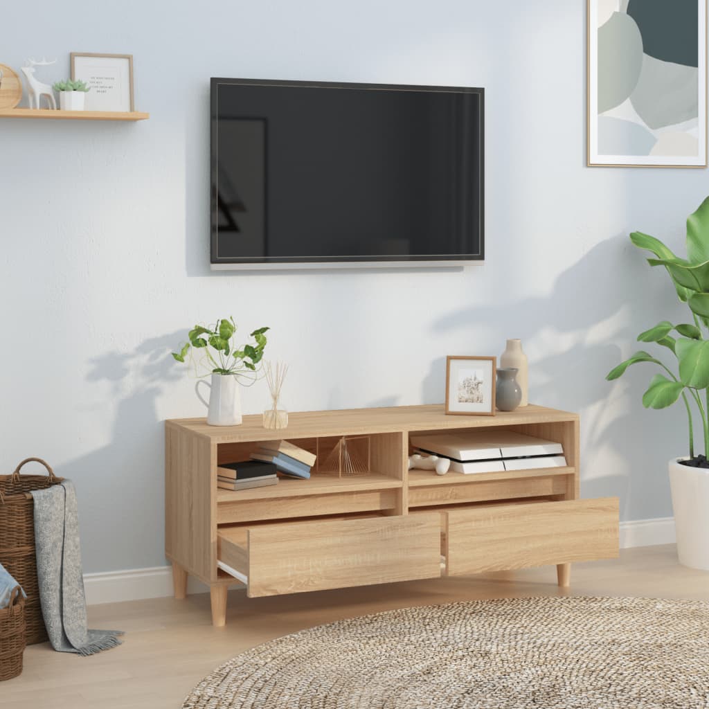 Tv-meubel 100x34,5x44,5 cm bewerkt hout sonoma eikenkleurig is nu te koop bij PeponiXL, paradijselijk wonen!