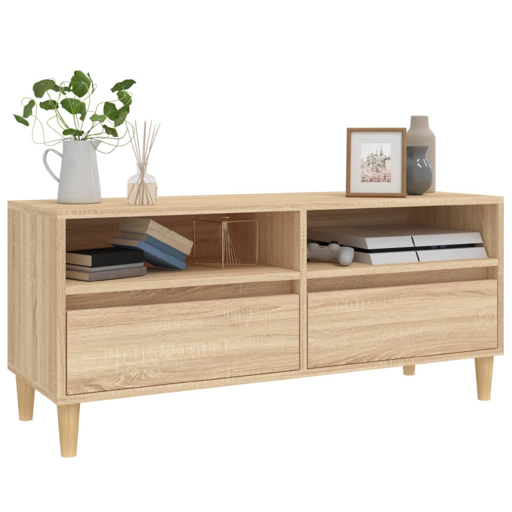 Tv-meubel 100x34,5x44,5 cm bewerkt hout sonoma eikenkleurig is nu te koop bij PeponiXL, paradijselijk wonen!