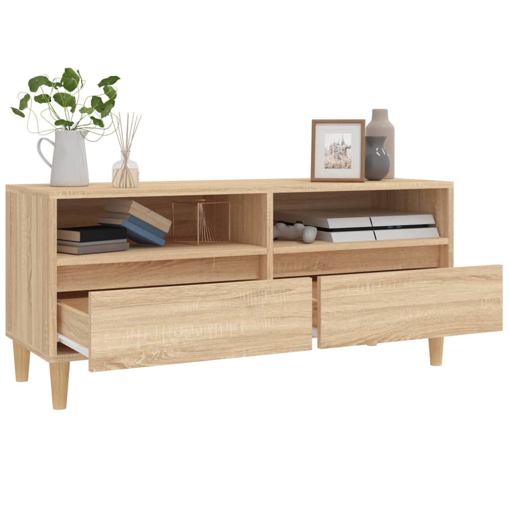 Tv-meubel 100x34,5x44,5 cm bewerkt hout sonoma eikenkleurig is nu te koop bij PeponiXL, paradijselijk wonen!