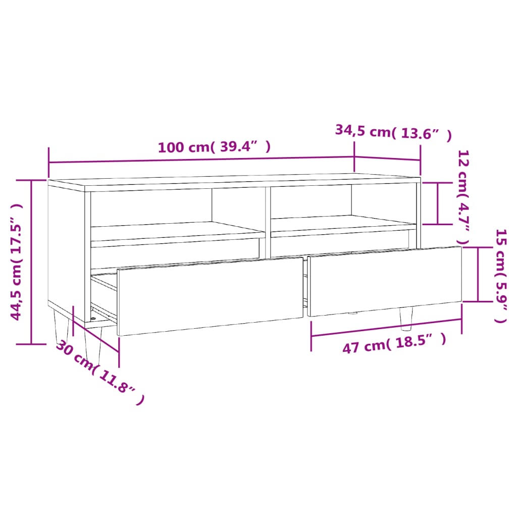 Tv-meubel 100x34,5x44,5 cm bewerkt hout betongrijs is nu te koop bij PeponiXL, paradijselijk wonen!