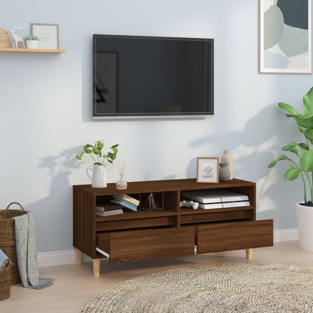 Tv-meubel 100x34,5x44,5 cm bewerkt hout bruin eikenkleur is nu te koop bij PeponiXL, paradijselijk wonen!