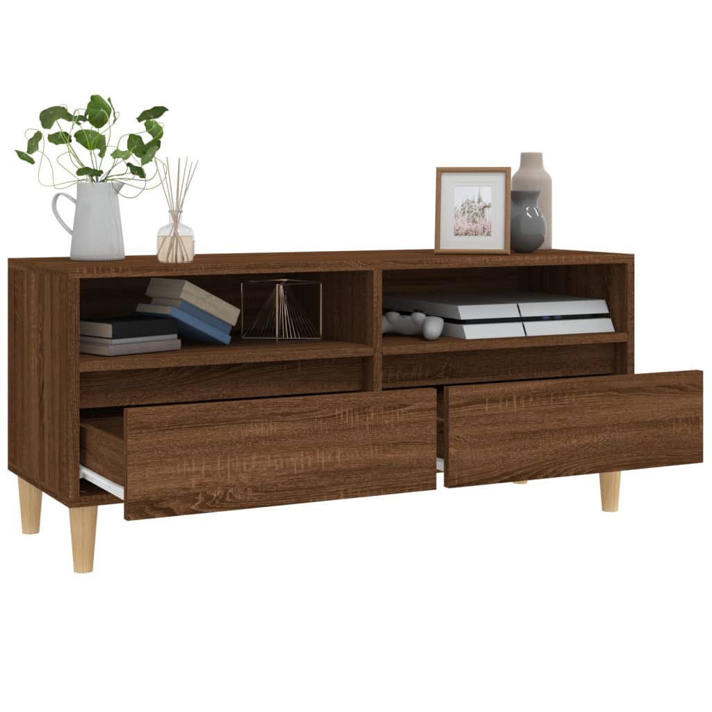 Tv-meubel 100x34,5x44,5 cm bewerkt hout bruin eikenkleur is nu te koop bij PeponiXL, paradijselijk wonen!