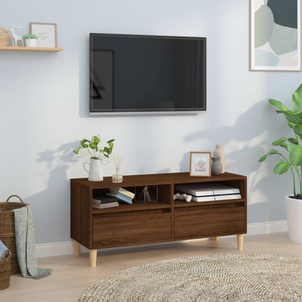 Tv-meubel 100x34,5x44,5 cm bewerkt hout bruin eikenkleur is nu te koop bij PeponiXL, paradijselijk wonen!