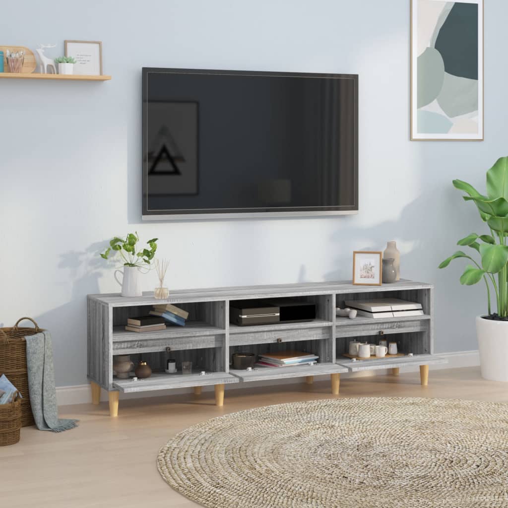 Tv-meubel 150x30x44,5 cm bewerkt hout grijs sonoma eikenkleurig is nu te koop bij PeponiXL, paradijselijk wonen!