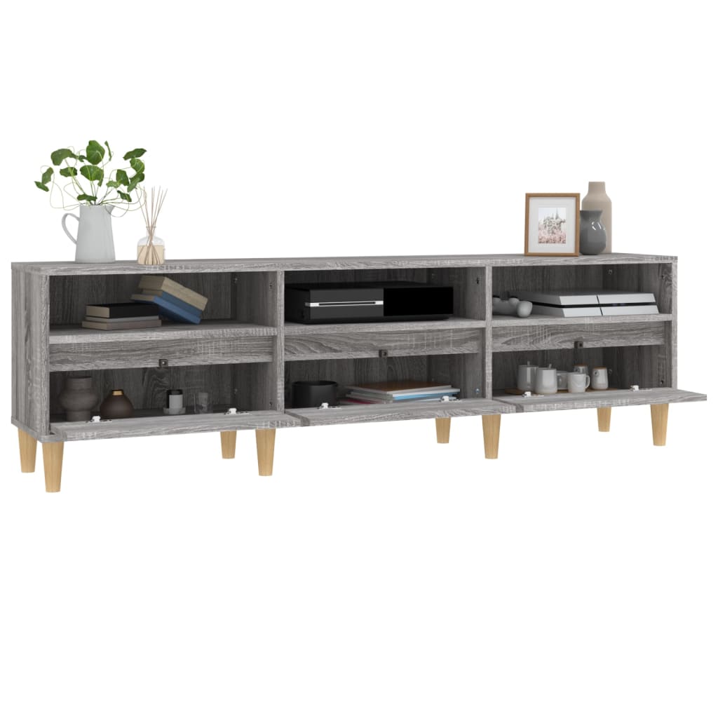Tv-meubel 150x30x44,5 cm bewerkt hout grijs sonoma eikenkleurig is nu te koop bij PeponiXL, paradijselijk wonen!