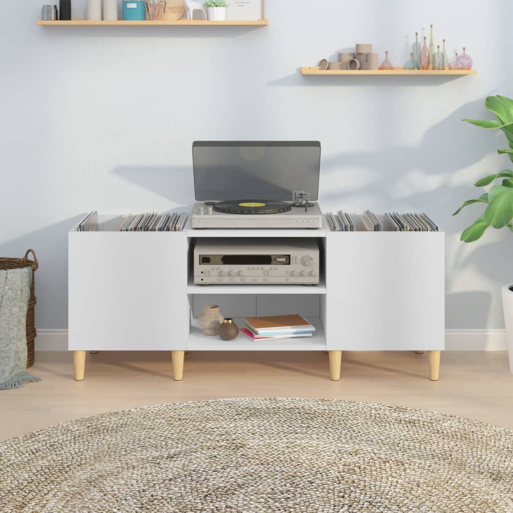 Platenkast 121x38x48 cm bewerkt hout wit is nu te koop bij PeponiXL, paradijselijk wonen!