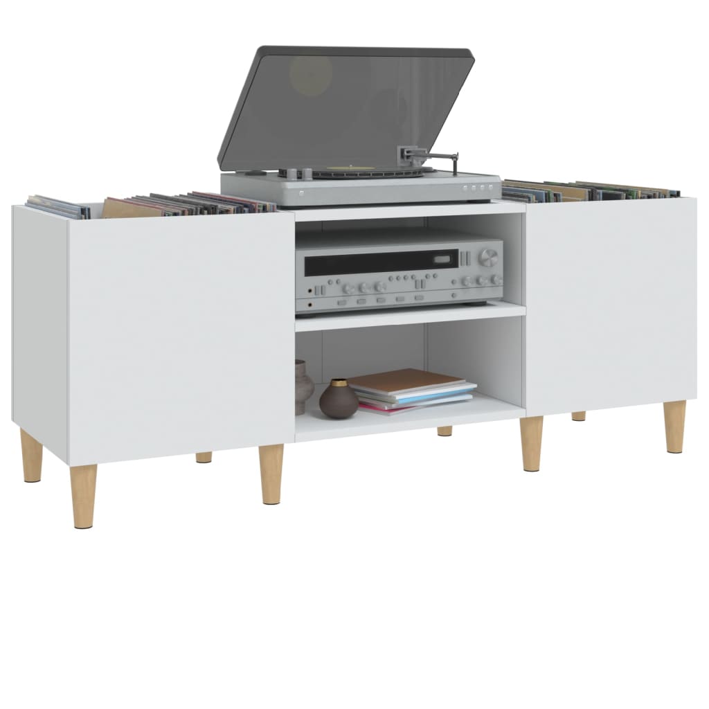 Platenkast 121x38x48 cm bewerkt hout wit is nu te koop bij PeponiXL, paradijselijk wonen!