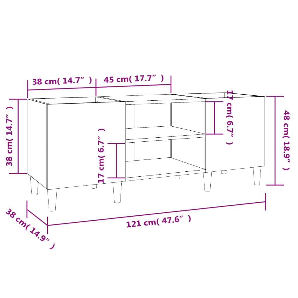 Platenkast 121x38x48 cm bewerkt hout wit is nu te koop bij PeponiXL, paradijselijk wonen!