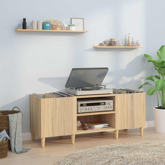 Platenkast Sonoma Eiken 121x38x48 cm Bewerkt Hout is nu te koop bij PeponiXL, paradijselijk wonen!