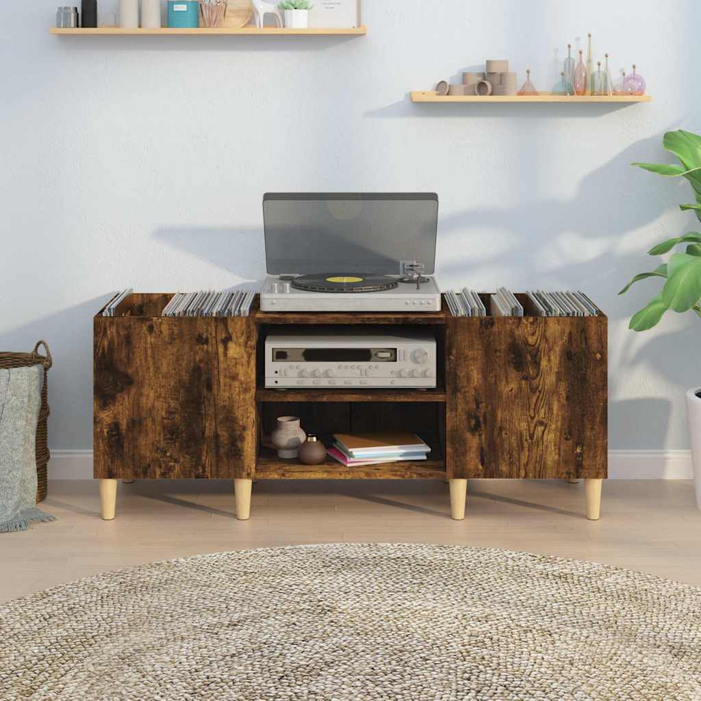 Platenkast 121x38x48 cm bewerkt hout gerookt eikenkleurig is nu te koop bij PeponiXL, paradijselijk wonen!