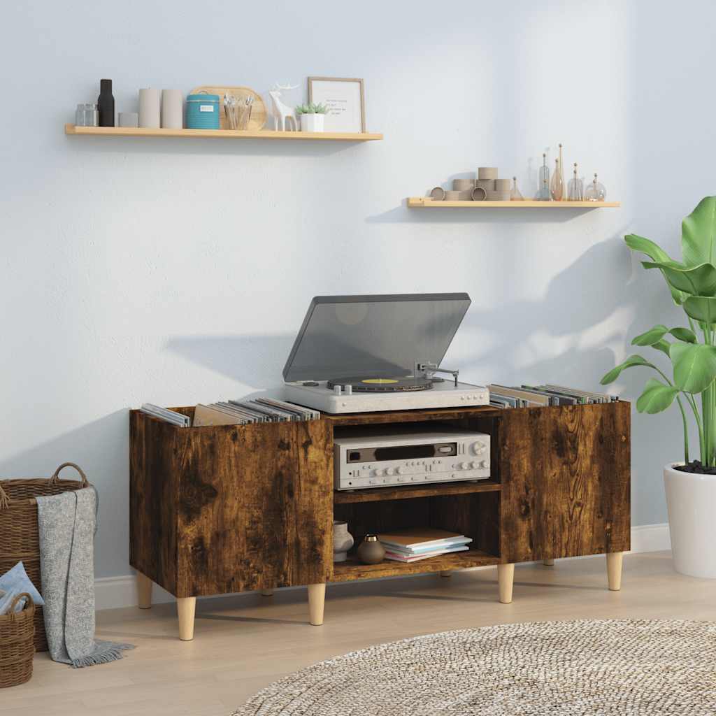 Platenkast 121x38x48 cm bewerkt hout gerookt eikenkleurig is nu te koop bij PeponiXL, paradijselijk wonen!