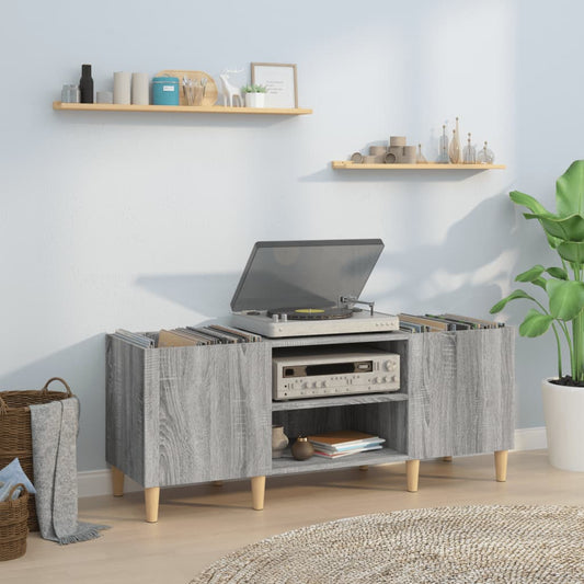 Platenkast 121x38x48 cm bewerkt hout grijs sonoma eikenkleurig is nu te koop bij PeponiXL, paradijselijk wonen!