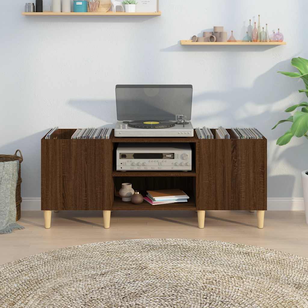 Platenkast 121x38x48 cm bewerkt hout bruin eikenkleur is nu te koop bij PeponiXL, paradijselijk wonen!