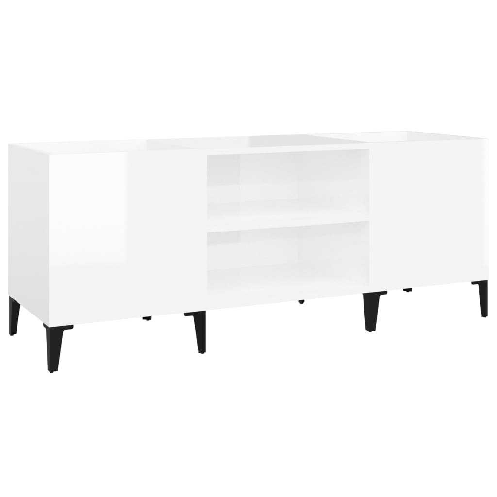 Platenkast 121x38x48 cm bewerkt hout hoogglans wit is nu te koop bij PeponiXL, paradijselijk wonen!
