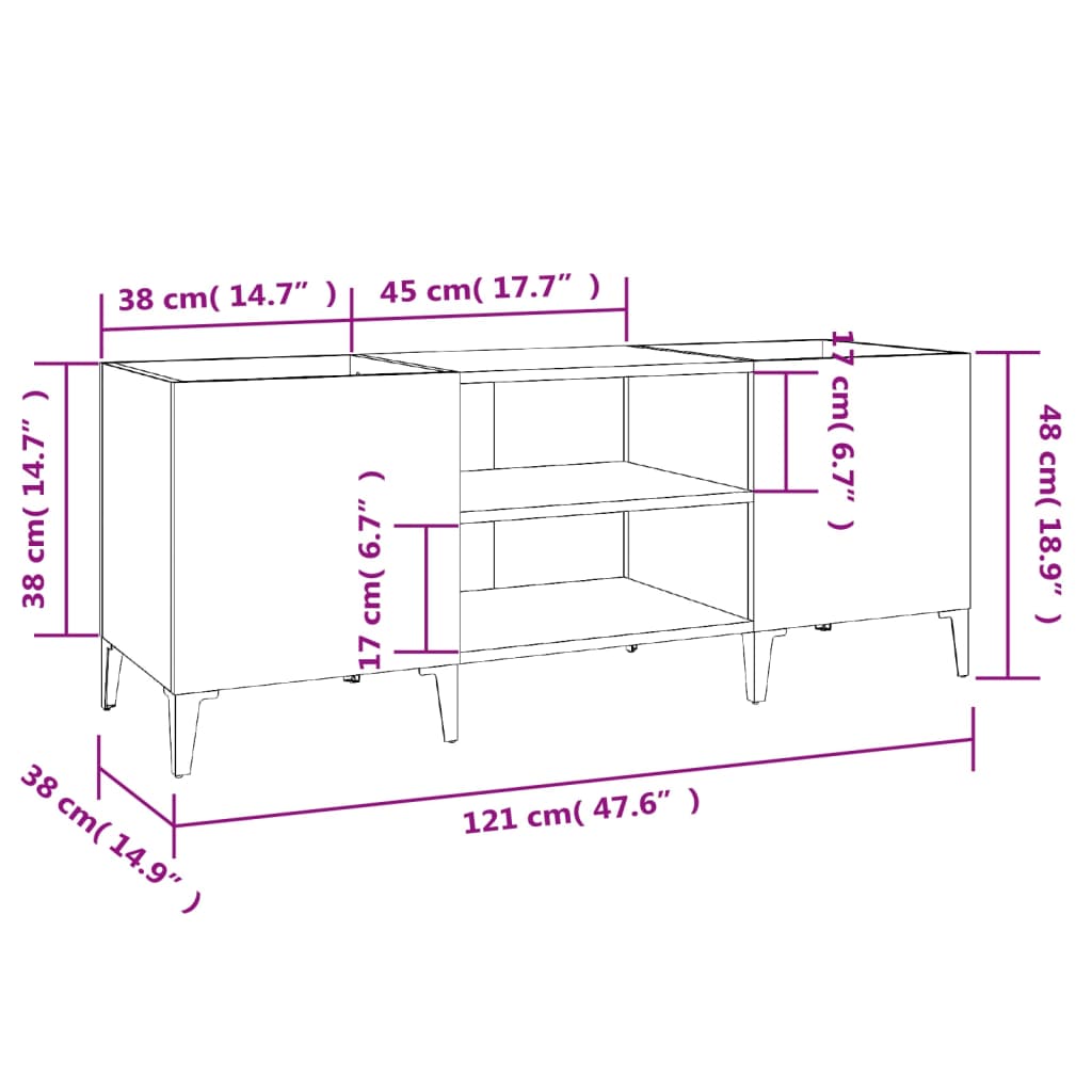 Platenkast 121x38x48 cm bewerkt hout hoogglans wit is nu te koop bij PeponiXL, paradijselijk wonen!