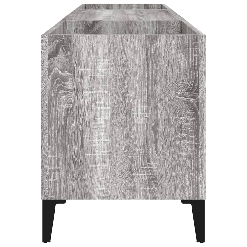 Platenkast 121x38x48 cm bewerkt hout grijs sonoma eikenkleurig is nu te koop bij PeponiXL, paradijselijk wonen!