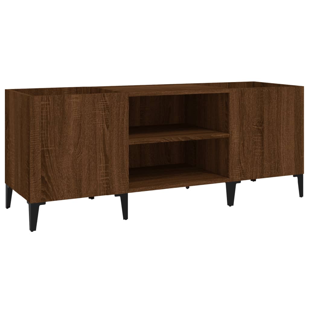 Platenkast 121x38x48 cm bewerkt hout bruin eikenkleur is nu te koop bij PeponiXL, paradijselijk wonen!