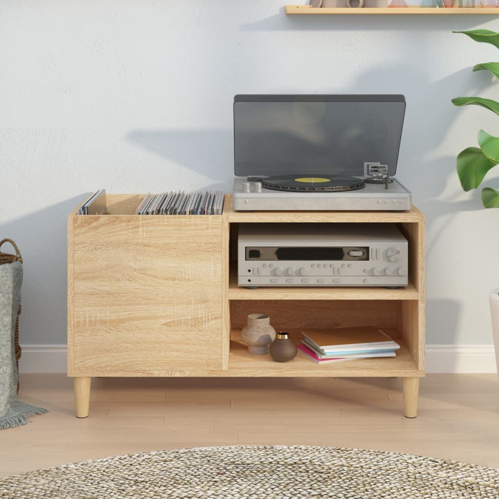 Platenkast 84,5x38x48 cm bewerkt hout sonoma eikenkleurig is nu te koop bij PeponiXL, paradijselijk wonen!
